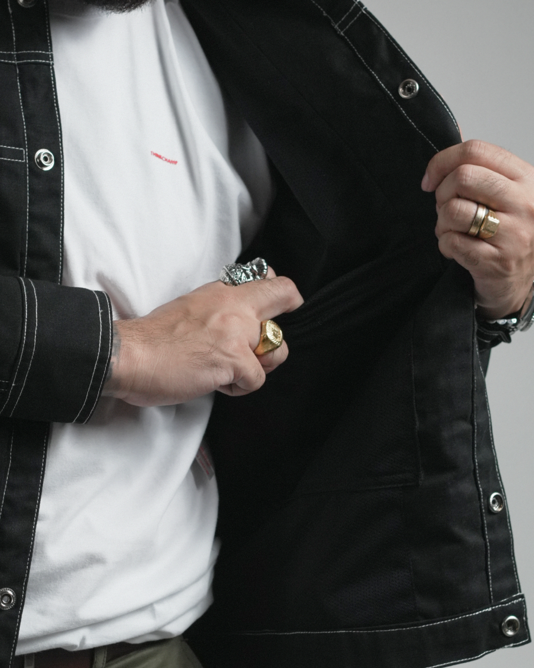 BUCCANEER TWILL TYPE-2 JACKET IN BASALT BLACK | SCARLET TAG BY THINKCHAMP