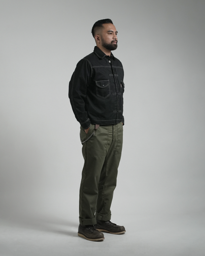BUCCANEER TWILL TYPE-2 JACKET IN BASALT BLACK | SCARLET TAG BY THINKCHAMP
