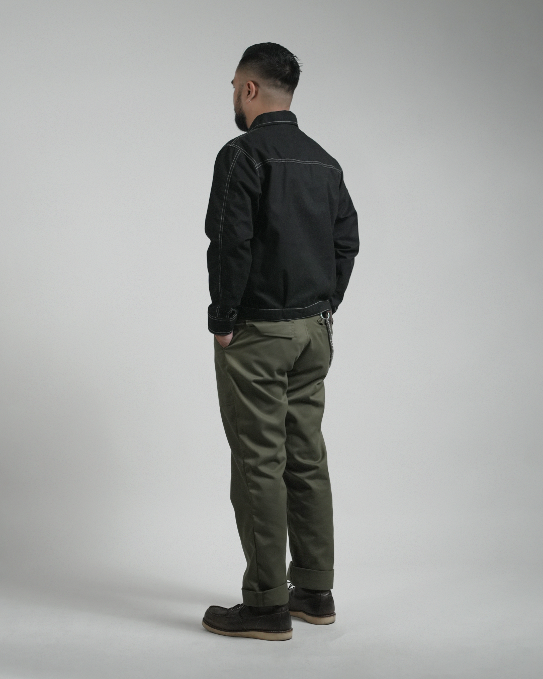 BUCCANEER TWILL TYPE-2 JACKET IN BASALT BLACK | SCARLET TAG BY THINKCHAMP