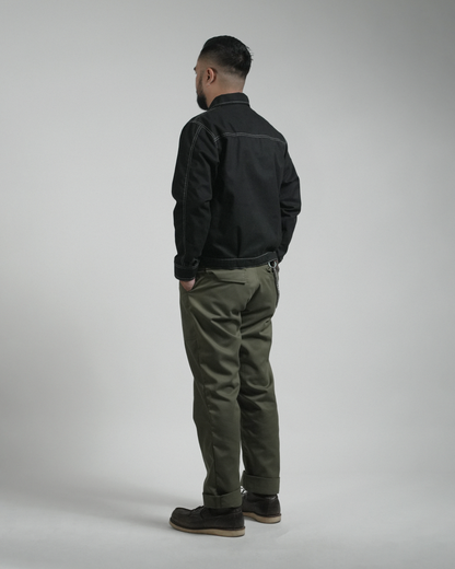 BUCCANEER TWILL TYPE-2 JACKET IN BASALT BLACK | SCARLET TAG BY THINKCHAMP