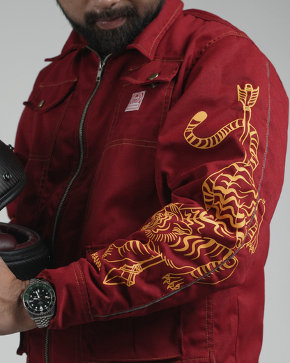 BUCCANEER PANTHERA TIGRIS PADDED-READY JACKET IN CRIMSON COLORWAY