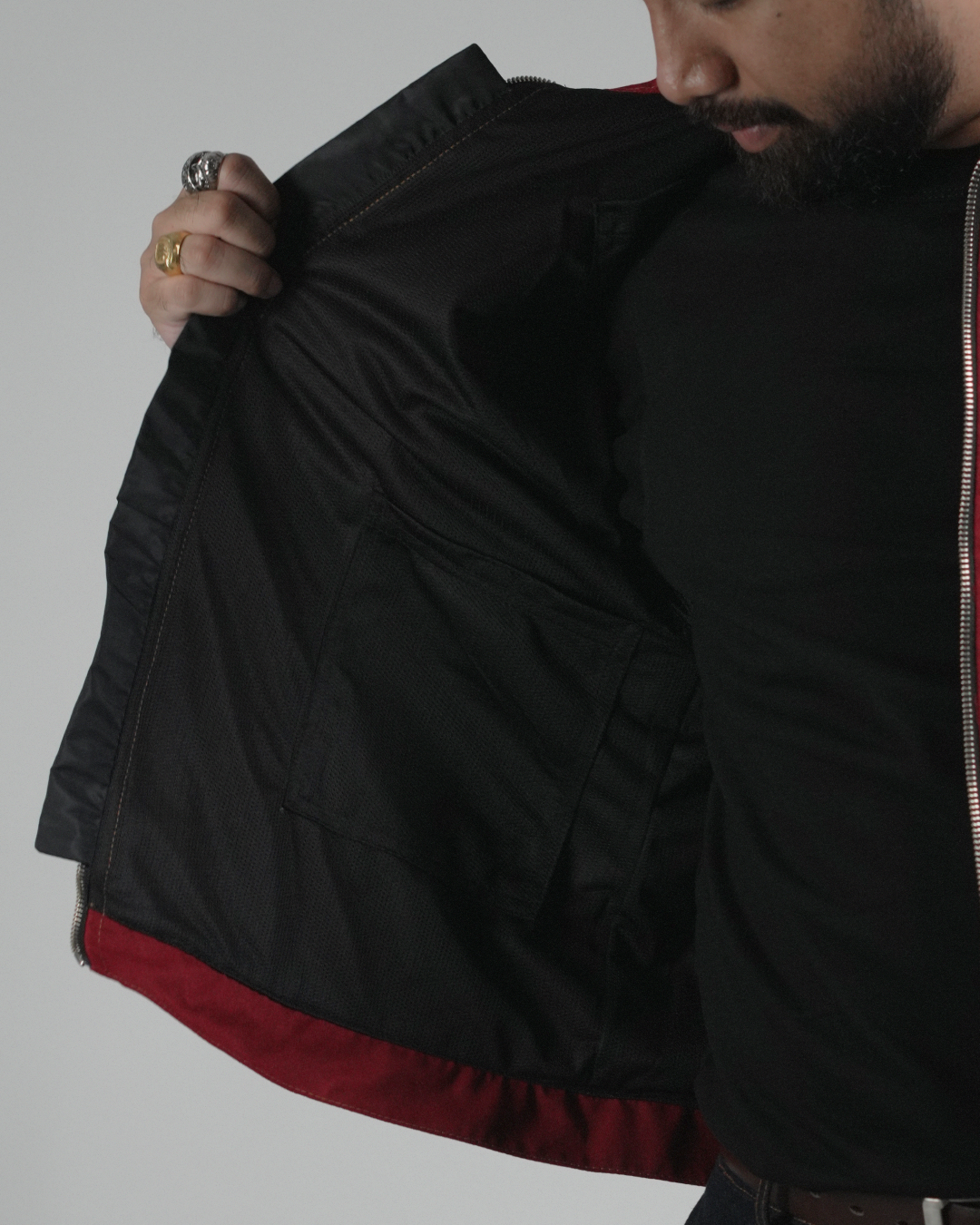 BUCCANEER PANTHERA TIGRIS PADDED-READY JACKET IN CRIMSON COLORWAY