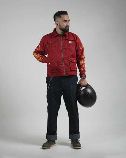 BUCCANEER PANTHERA TIGRIS PADDED-READY JACKET IN CRIMSON COLORWAY