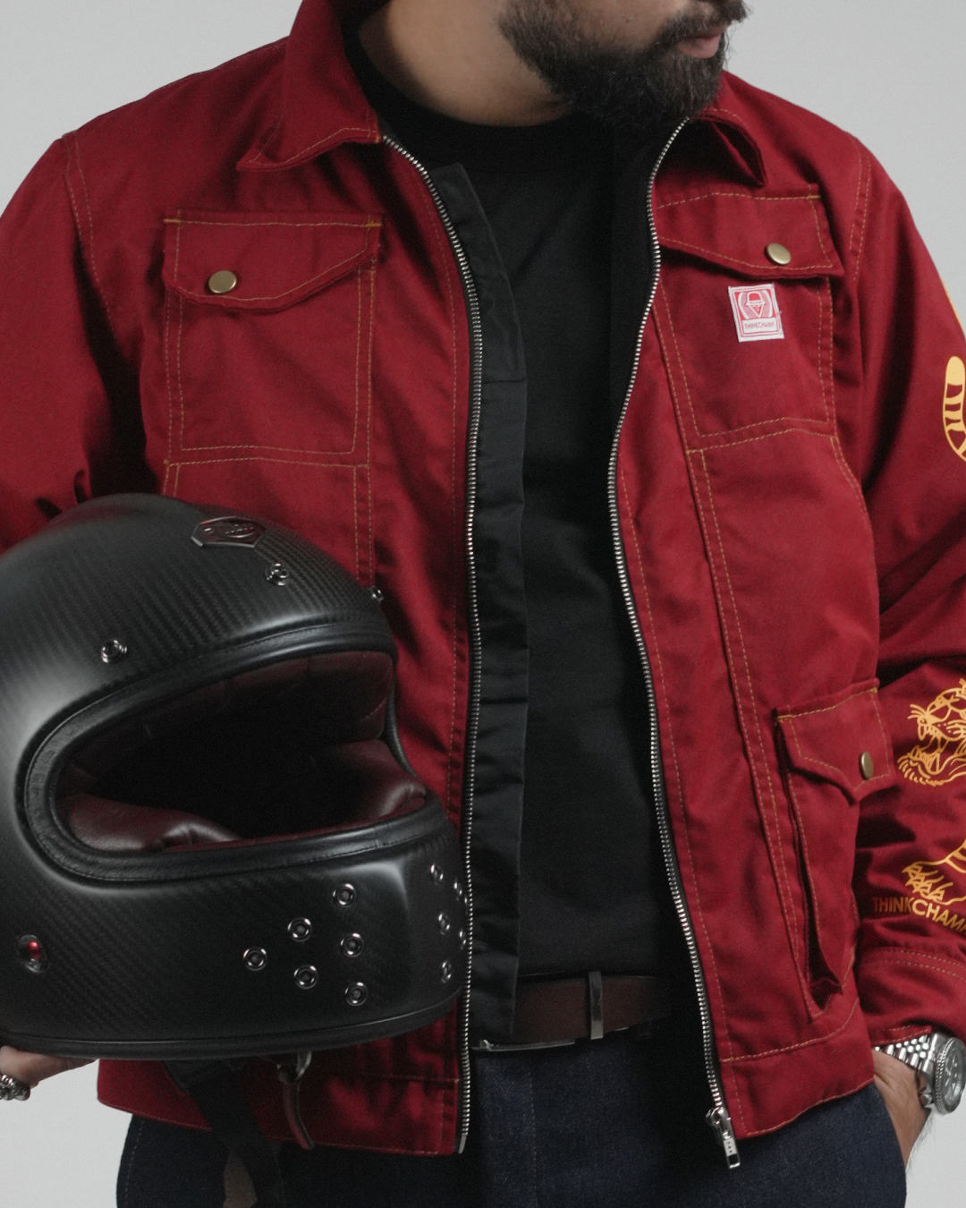 BUCCANEER PANTHERA TIGRIS PADDED-READY JACKET IN CRIMSON COLORWAY