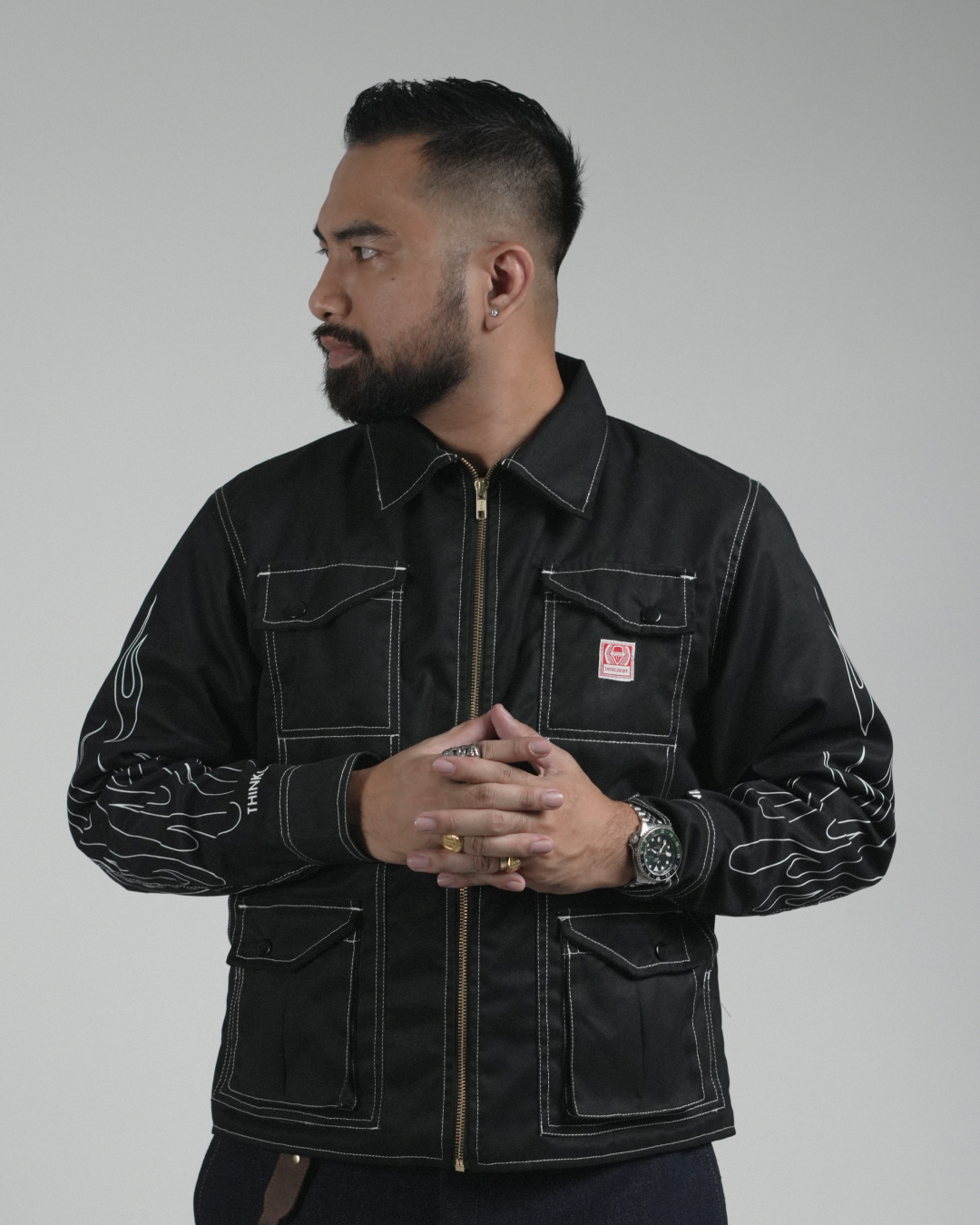 BUCCANEER WHITE FLAMES PADDED-READY JACKET