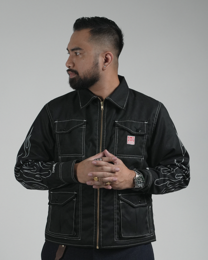 BUCCANEER WHITE FLAMES PADDED-READY JACKET