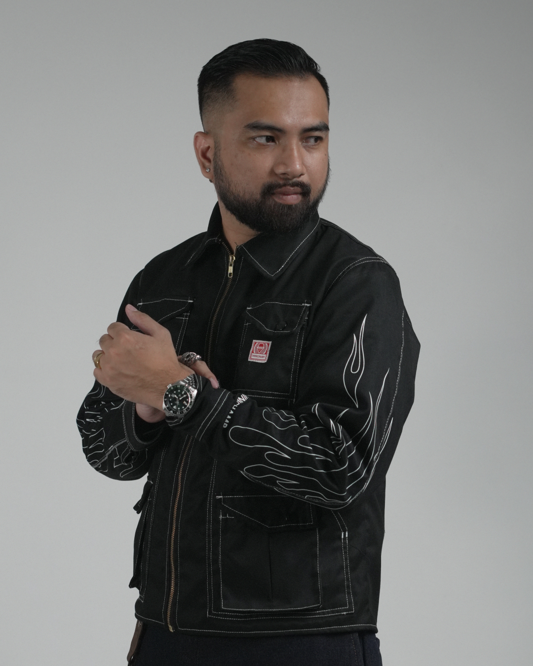 BUCCANEER WHITE FLAMES PADDED-READY JACKET