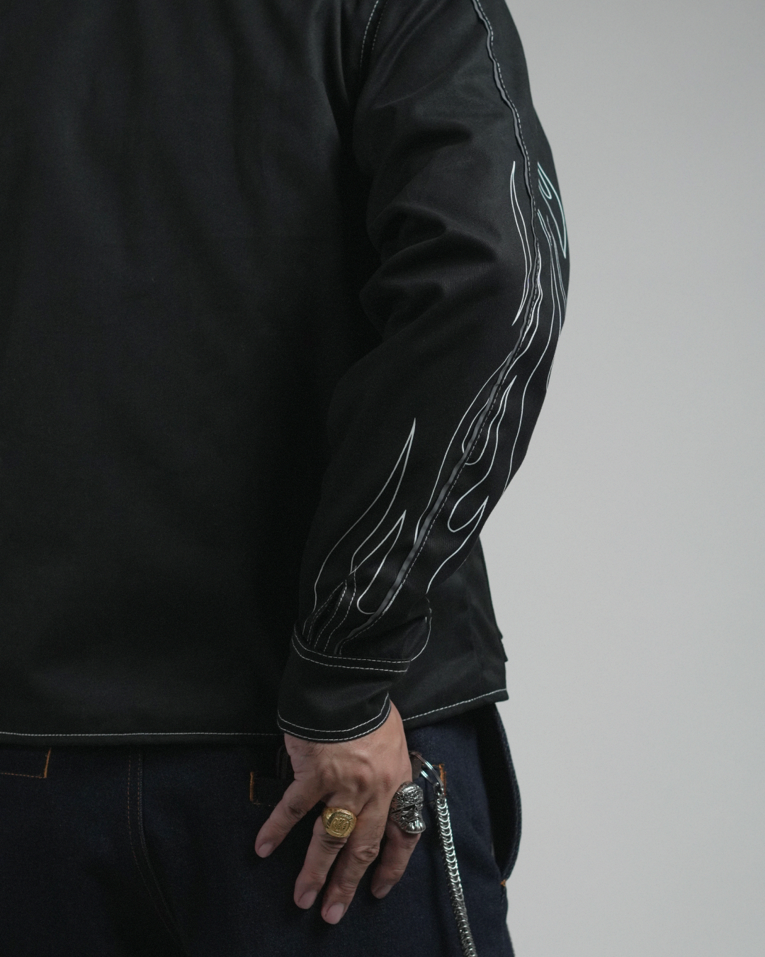 BUCCANEER WHITE FLAMES PADDED-READY JACKET