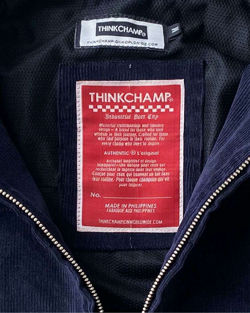 BUCCANEER CORDUROY ZIPDOWN DETROIT IN OCEAN BLUE | SCARLET TAG BY THINKCHAMP