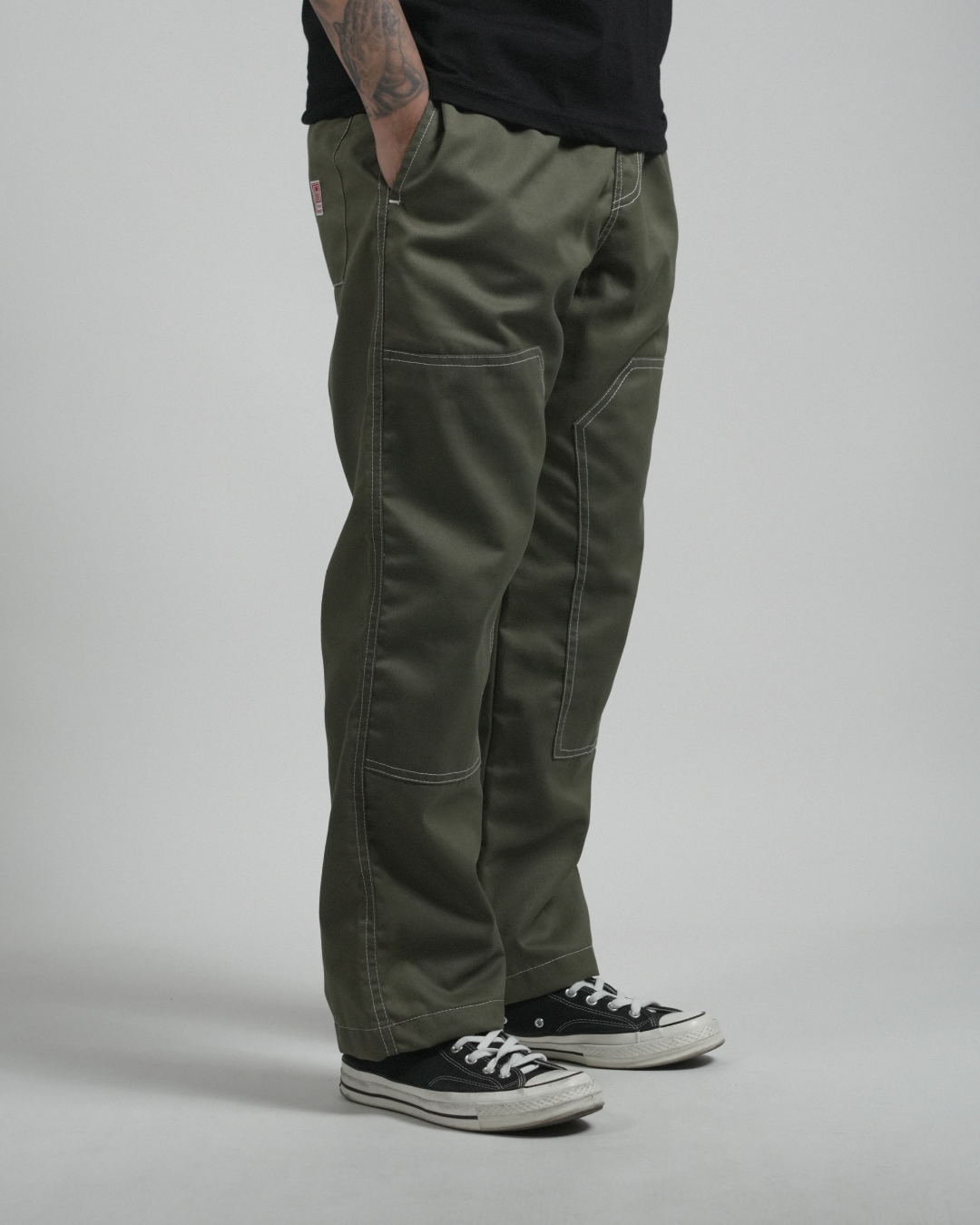 4-POCKET DOUBLE KNEE WORKWEAR PANTS IN LAKE GREEN