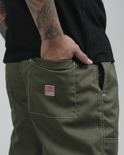 4-POCKET DOUBLE KNEE WORKWEAR PANTS IN LAKE GREEN