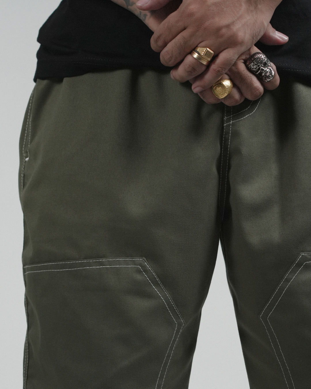 4-POCKET DOUBLE KNEE WORKWEAR PANTS IN LAKE GREEN