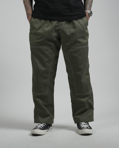 4-POCKET DOUBLE KNEE WORKWEAR PANTS IN LAKE GREEN