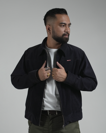 BUCCANEER CORDUROY ZIPDOWN DETROIT IN OCEAN BLUE | SCARLET TAG BY THINKCHAMP