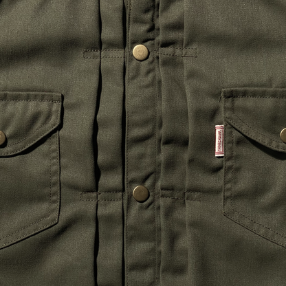 (PRE-ORDER ONLY) ARCHIVE 001: BUCCANEER TWILL TYPE-2 JACKET IN LAKE GREEN  | SCARLET TAG BY THINKCHAMP