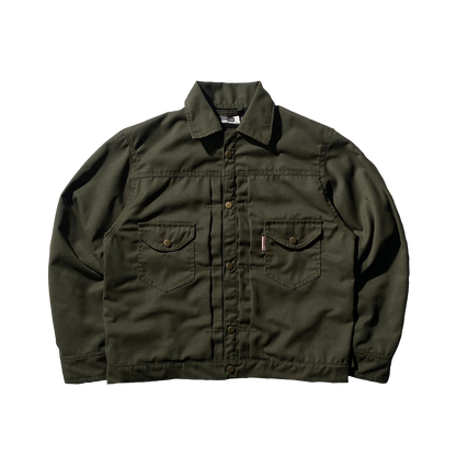 (PRE-ORDER ONLY) ARCHIVE 001: BUCCANEER TWILL TYPE-2 JACKET IN LAKE GREEN  | SCARLET TAG BY THINKCHAMP