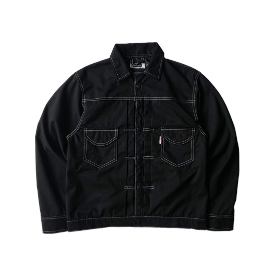BUCCANEER TWILL TYPE-2 JACKET IN BASALT BLACK | SCARLET TAG BY THINKCHAMP