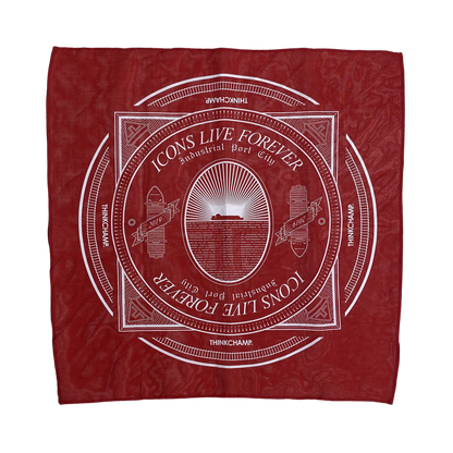 INDUSTRIAL PORT CITY BANDANA IN CRIMSON COLORWAY