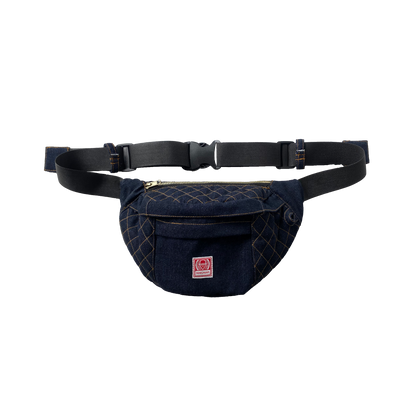 DENIM CARRIER BELT BAG IN INDIGO BLUE