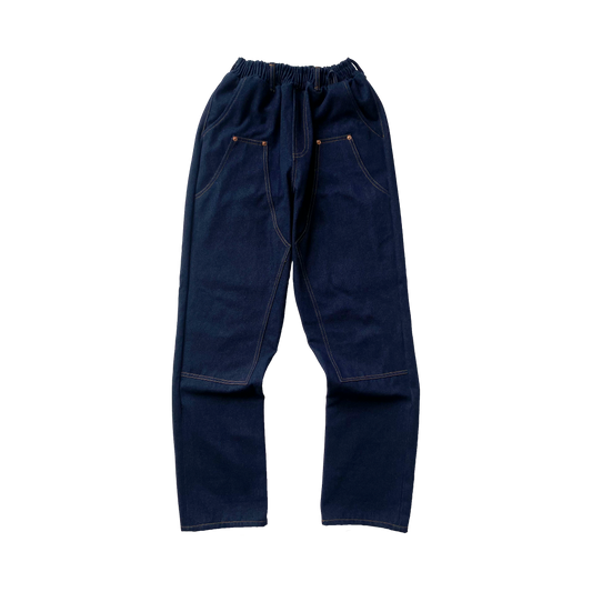 DENIM 4-POCKET DOUBLE KNEE PANTS | UNISEX SCARLET TAG BY THINKCHAMP