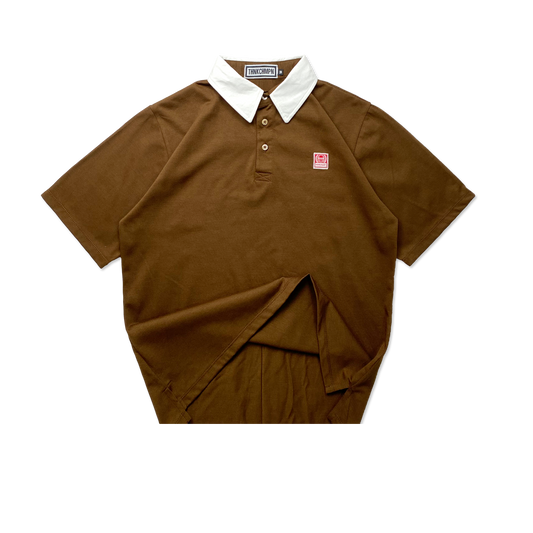 POLO CLUB™ | OVERSIZED POLO SHIRT IN OFFWHITE - MUD BROWN