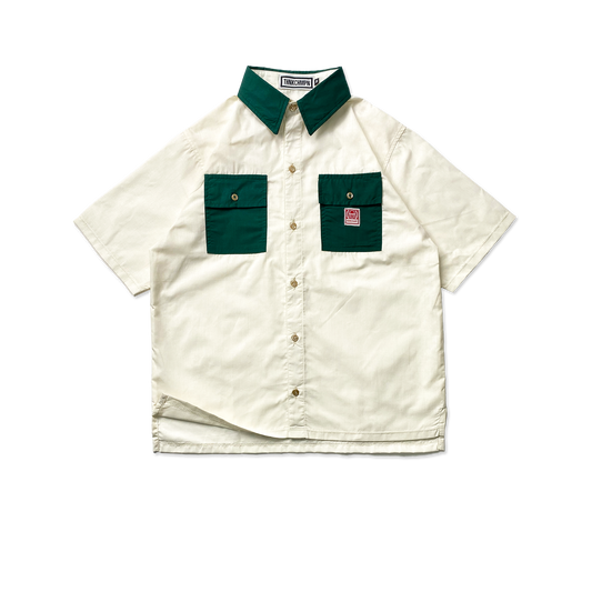 CUBAN FULL ROLL™ | RETRO OVERSIZED POLO IN OFFWHITE- PARADISE GREEN