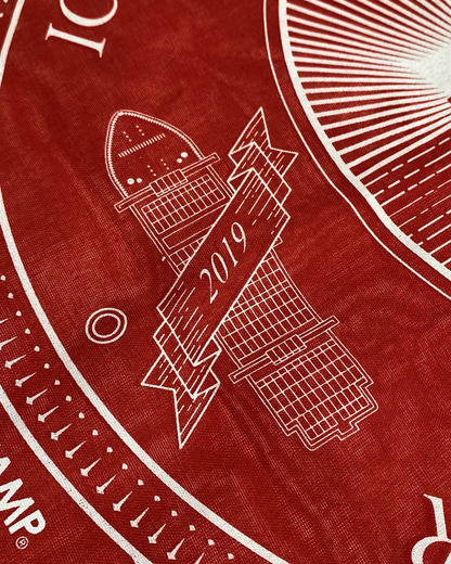 INDUSTRIAL PORT CITY BANDANA IN CRIMSON COLORWAY