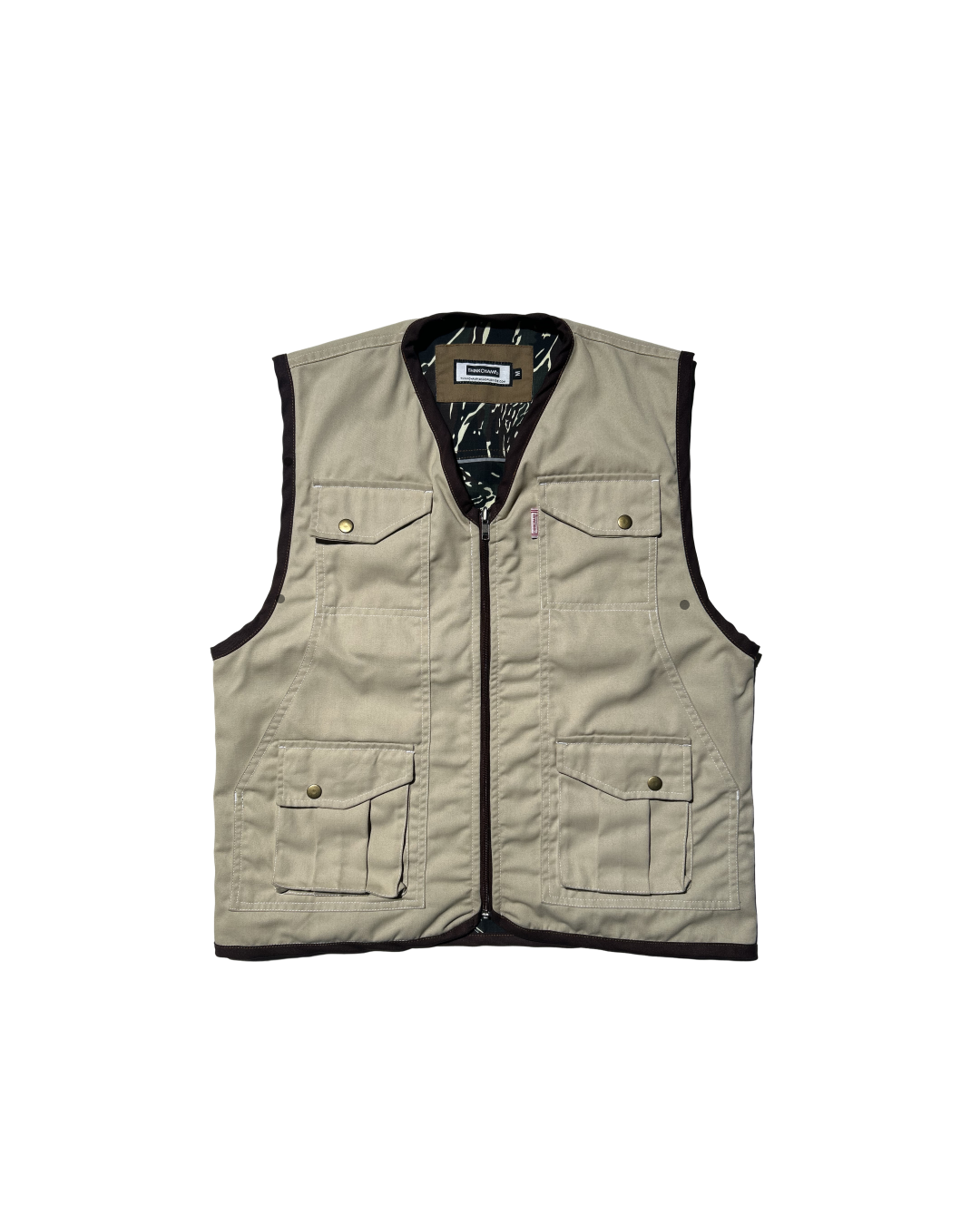 PATHFINDER REVERSIBLE UTILITY VEST IN SAND WHITE AND TIGER CAMOU COLORWAY