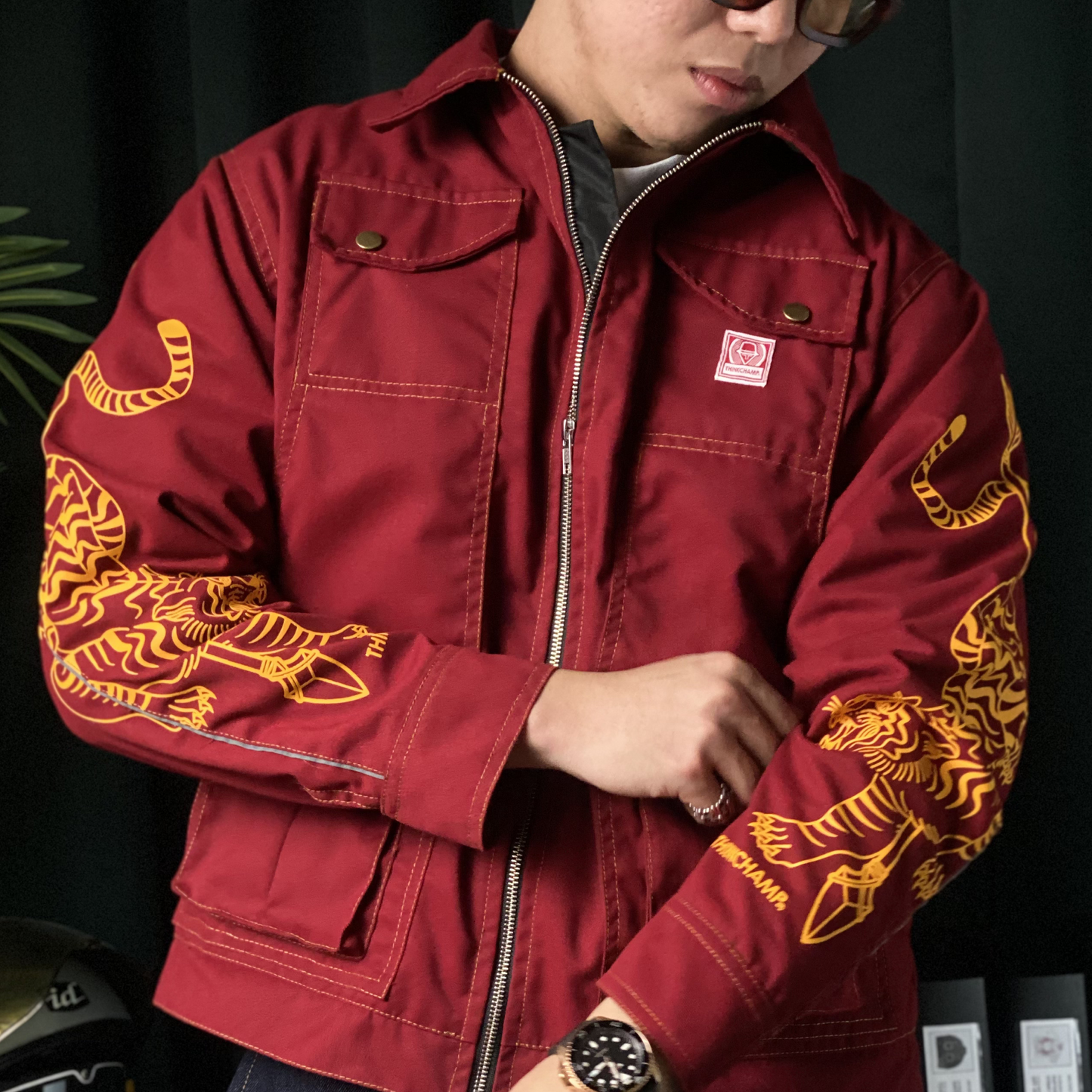 BUCCANEER PANTHERA TIGRIS PADDED-READY JACKET IN CRIMSON COLORWAY